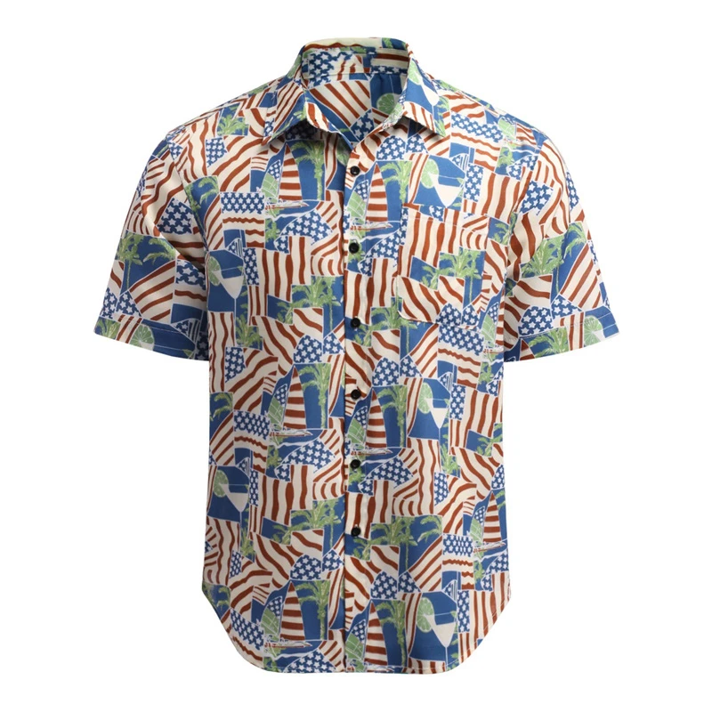 Men\'s shirt lapel summer short-sleeved Hawaiian personalized pattern 3D printing daily casual work vacation comfortable design