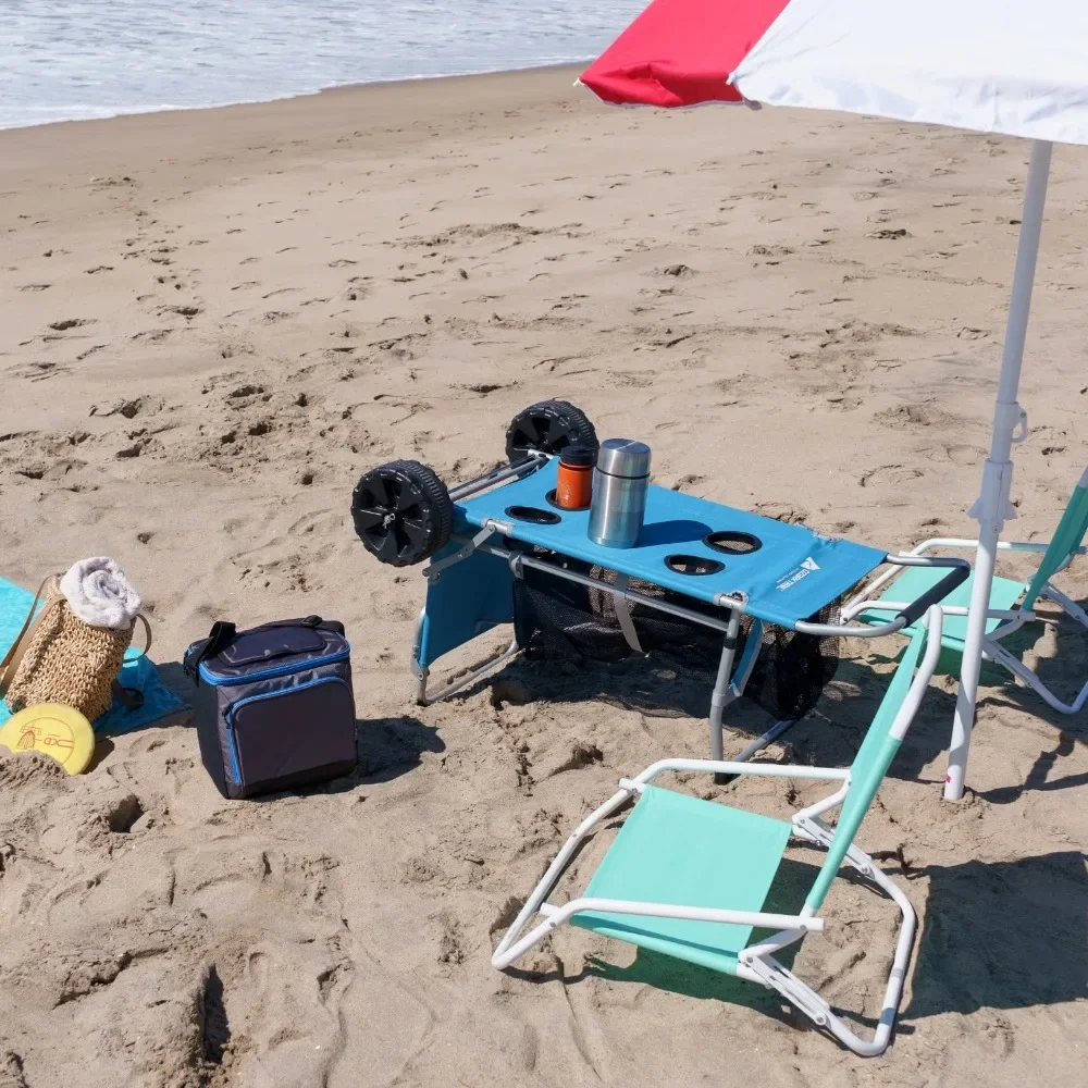 New  Sand Island Convertible Beach Cart, Blue, Outdoor Camping Wagon, Adult