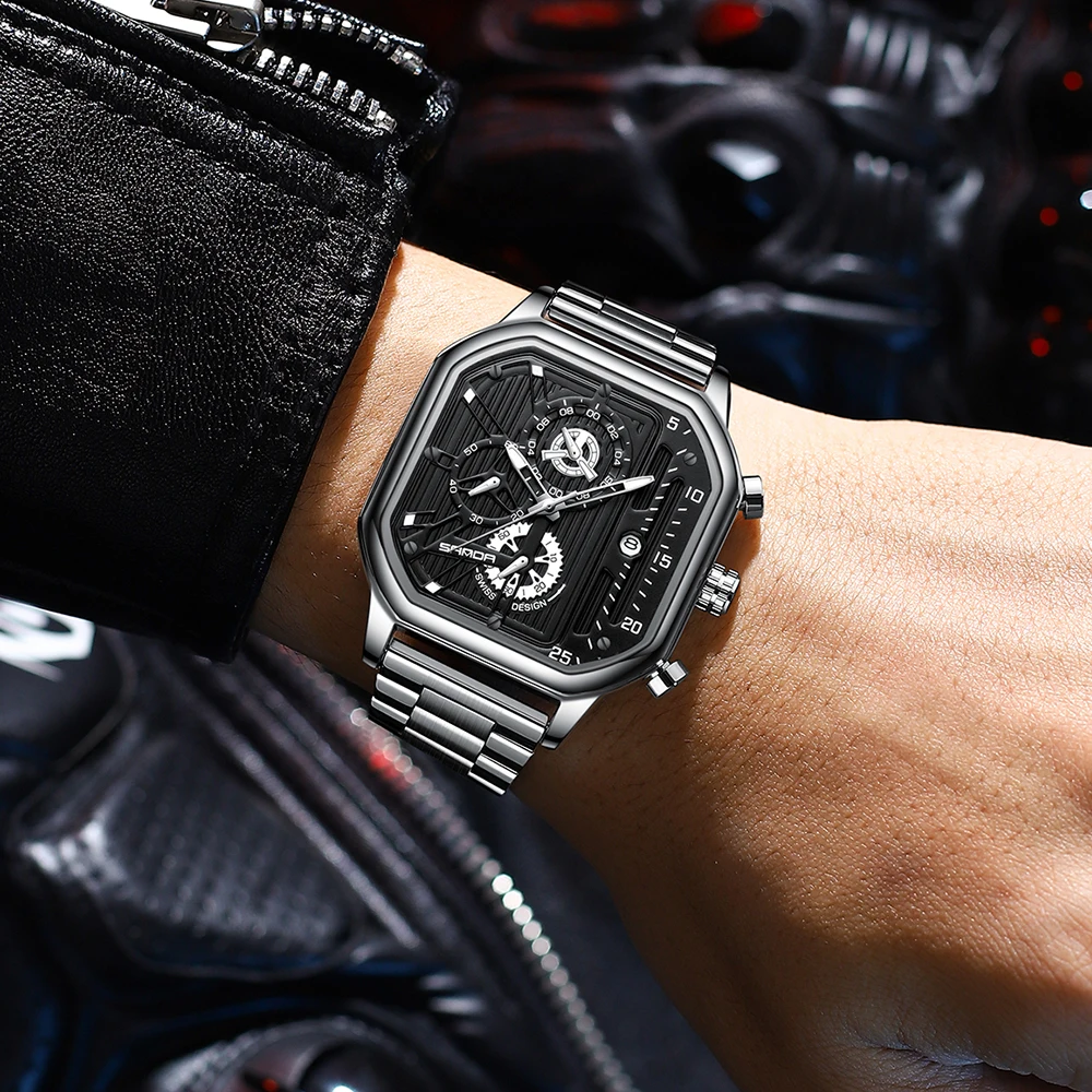

New Luxury Pagani Designs Mens Watches Tonneau Skeleton Quartz Watch for Men Waterproof Square Wristwatches Reloj Hombre Clock