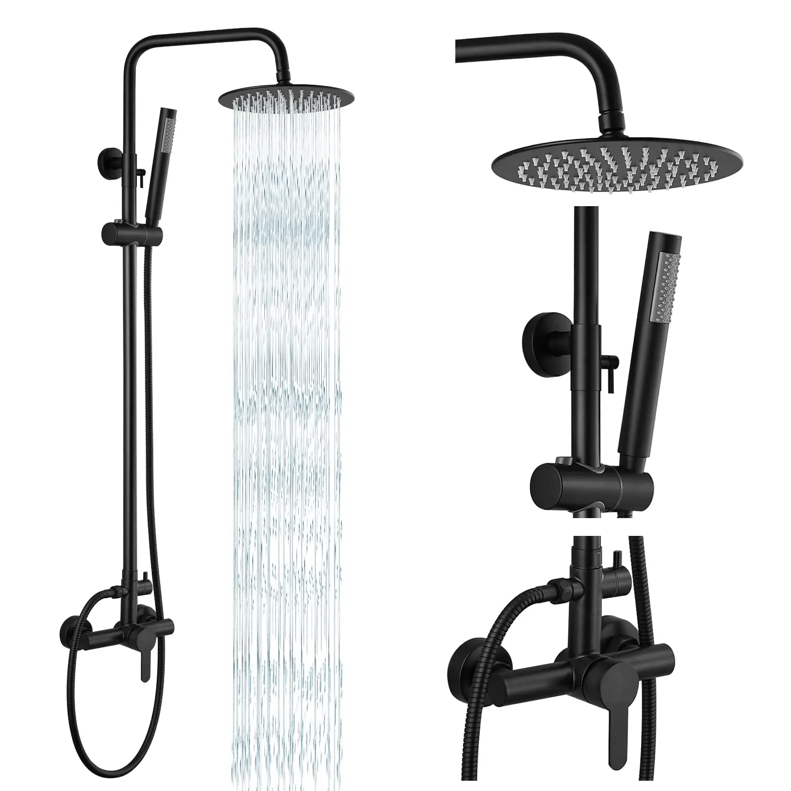 ORB Rain Shower System Set 2 Knobs Mixing 8 Inch Rainfall Shower  With Handheld Spray Bathroom Shower Faucet