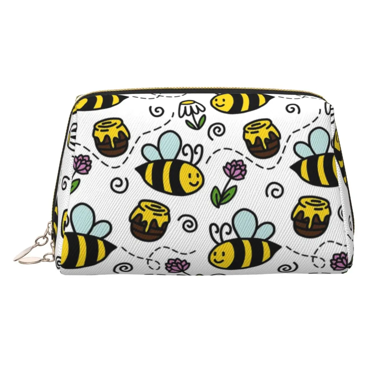 

Милый бесшовный узор с пчелиным медом и цветами, женские косметички, дорожный органайзер для макияжа, сумка для хранения туалетных принадлежностей, Dopp Kit Box