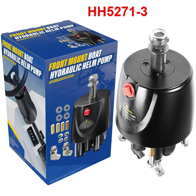 HH5271-3 Hydraulic Steering Helm Pump, 1.7 Cu in Front Mount Helm, for Seastar Helm, Up to 300HP Engines, 4.9 Lock-to-Lock Turns