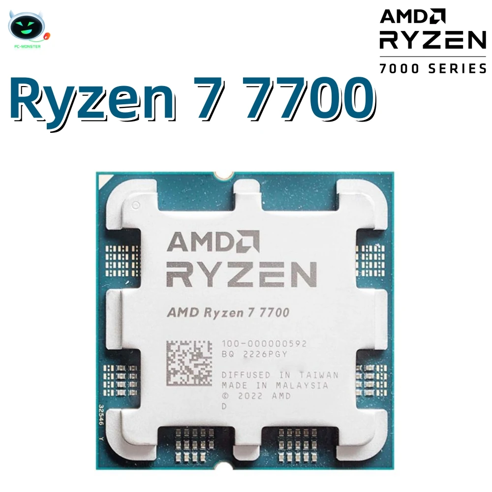 

AMD Ryzen 7 7700 CPU R7 7700 CPU Processor 3.8GHz 8-Core 16-Thread 5NM L3=32M Socket AM5 Without FanThreads Processador New