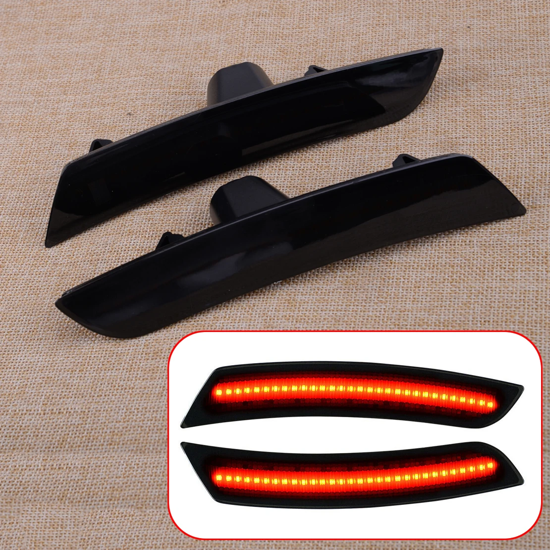

2Pcs Rear Smoked Red LED Side Marker Light Fit for Chevy Camaro Cadillac CTS ATS 2016-2018