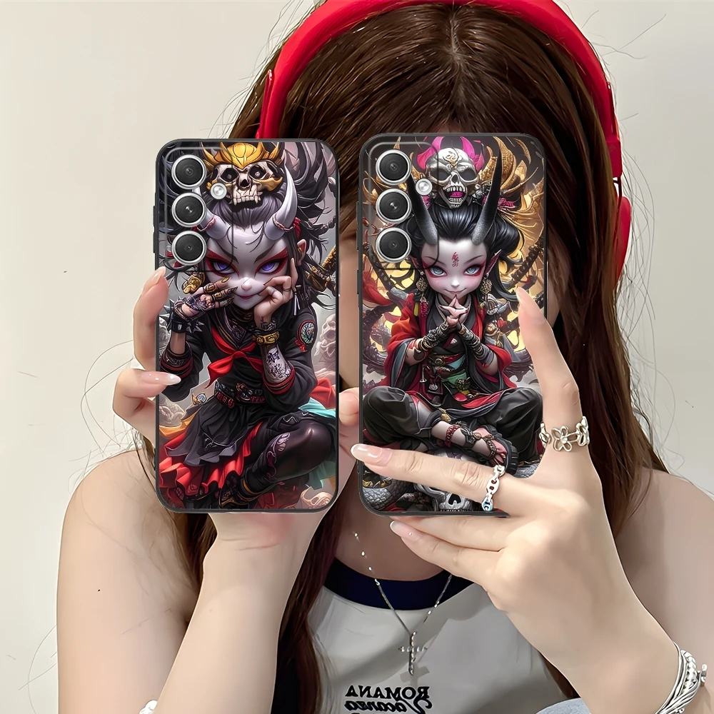 Demon Girl Painting Mobile Cell Phone Case for Samsung M55 35 15 54 34 14 33 23 13 42 32 22 F55 23 12 5G Black Phone Cover Shell