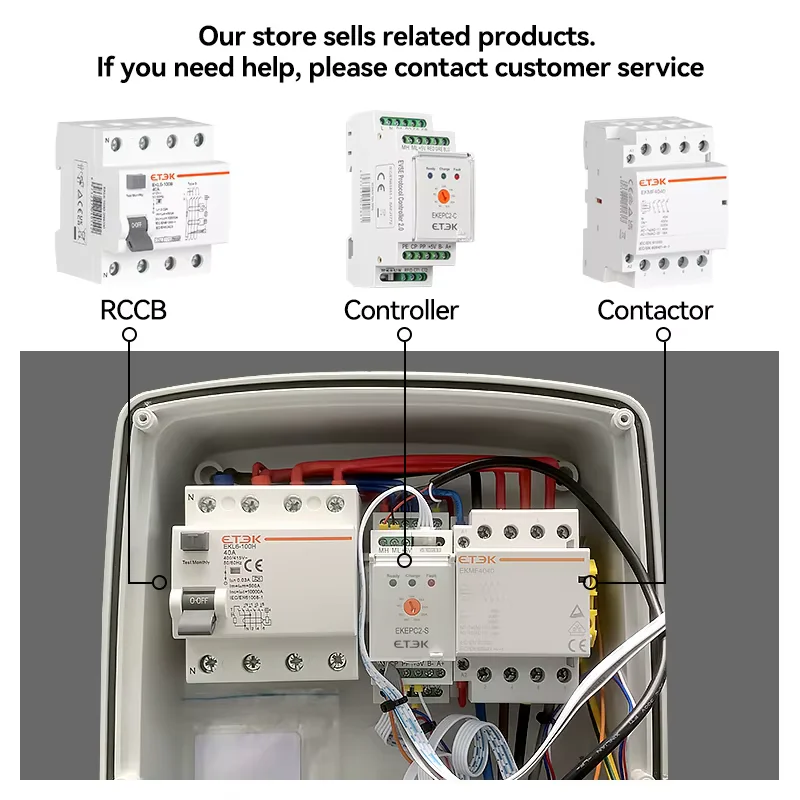Contrôleur ETEC avec protocole électronique, contrôleur EPC, station de charge EV, prise de câble 32A AC 240V