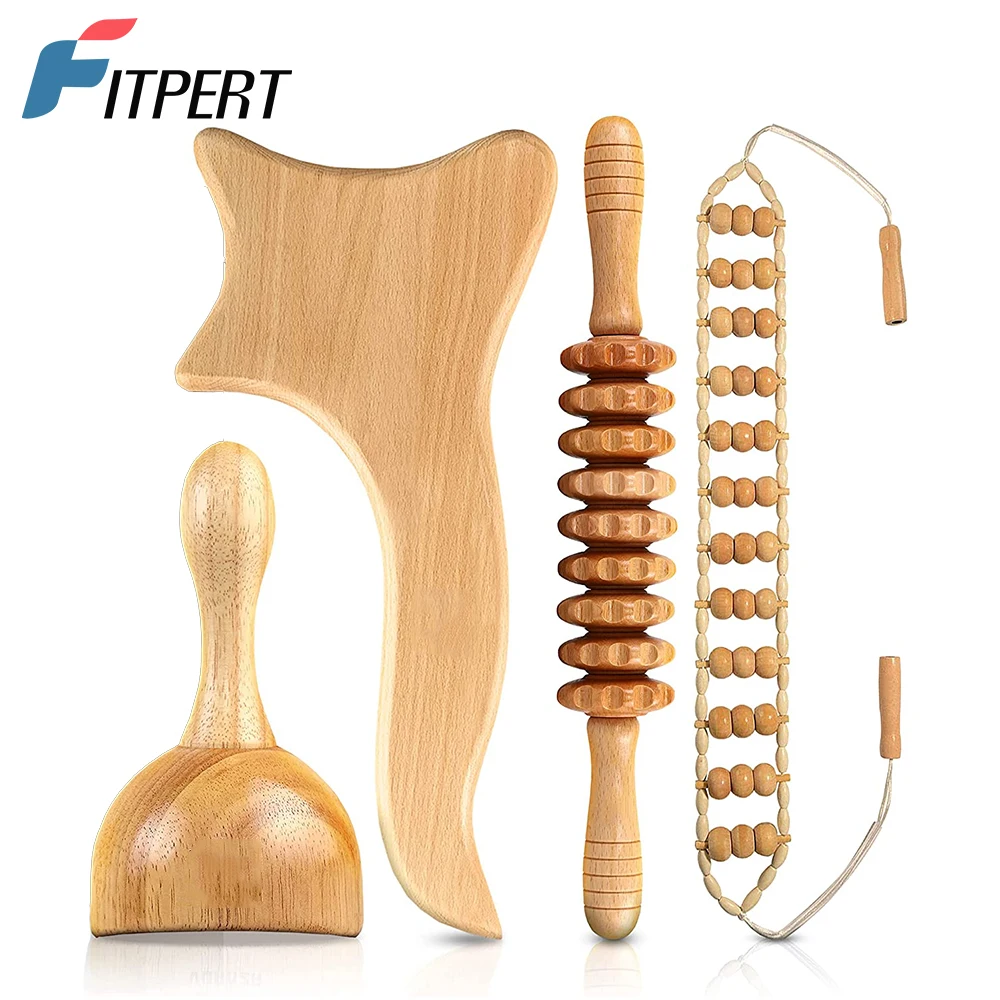 

Wood Therapy Massage Tools for Body Shaping, Maderoterapia Kit, Gua Sha Tool Lymphatic Drainage Massager, Professional Massager