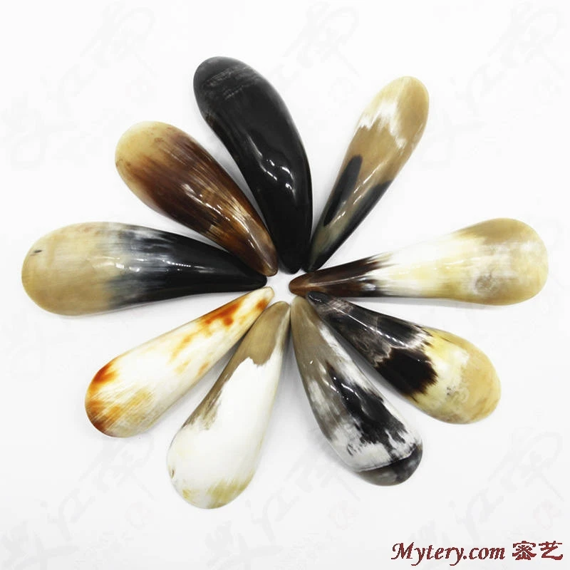 Natural Small Cattle Horn Crafts 12-13cm Guasha Treatment Tool Massage Sticks Tea Spoon