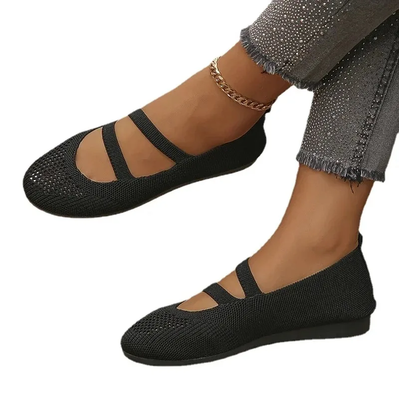 Primavera/otoño zapatos planos de punta redonda Casual para adultos 2024 zapatos de moda para mujer Slip-On zapatos planos concisos sólidos zapatos Baixos femeninos