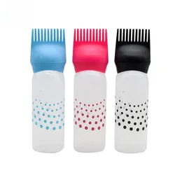 160ml Refillable Hair Coloring Bottle Applicator Comb Plastic Dyeing Shampoo Hair Comb Bottle Salon Hair Coloring Tools Supplies