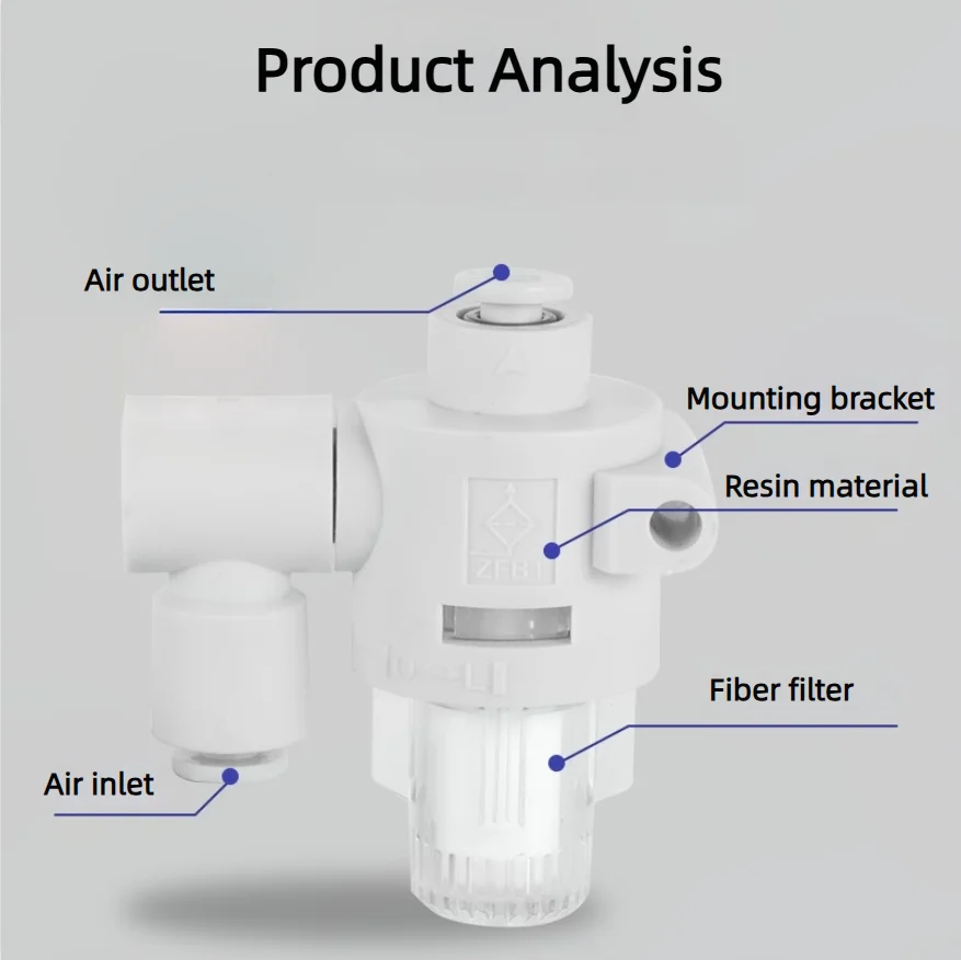 Pneumatic Quick-Connect Air Tube Vacuum Filters ZFB100-04/06B ZFB200-06/08B 4