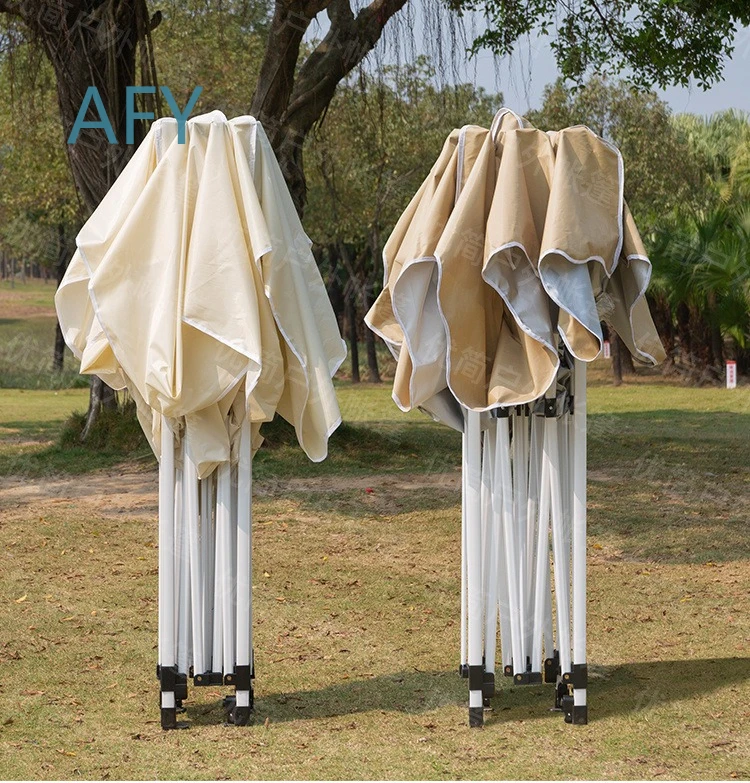 Off-white Folding Canopy Tent for Outdoor Camping Car Shade Rainproof Umbrella Awning for 4 Legged Portable Pop Up Shelter