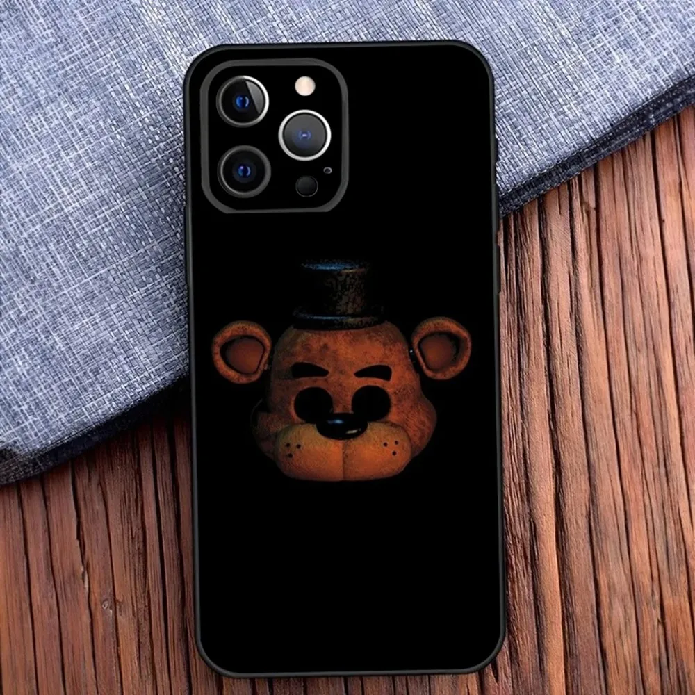 Fnaf F-Five-nights-At-Freddys Phone Case For iPhone 16,15,14,13,12,11,Pro,X,XS,Max,XR,Plus,Mini Black Soft Silicone Case