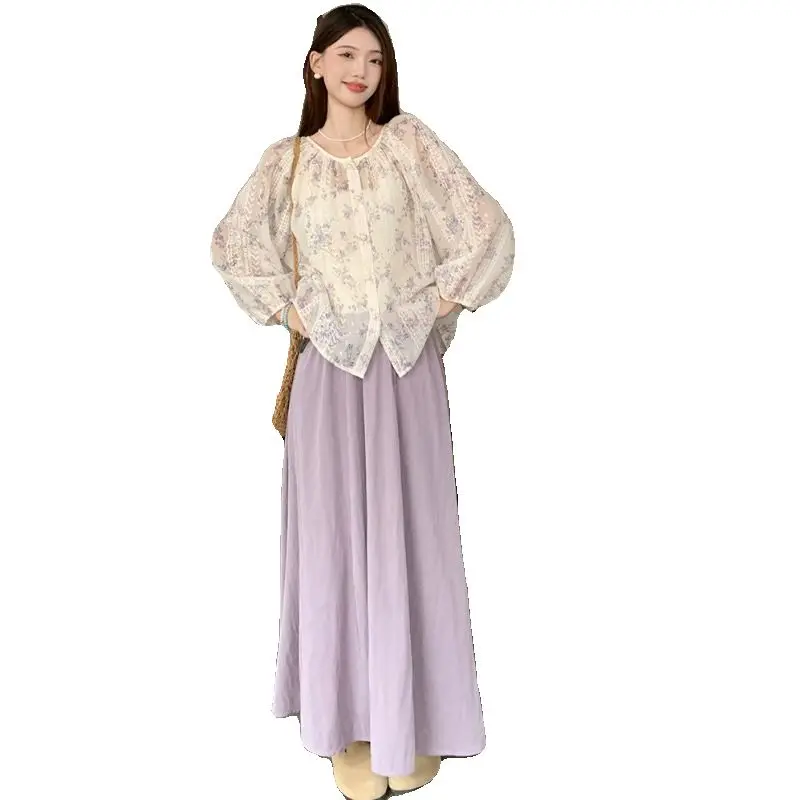 النمط الصيني ربيع الخريف مطبوعة قميص أنيق الأرجواني بيبي دول بأكمام طويلة ملابس الصين بلايز سترة امرأة بلوزة الحديثة #3