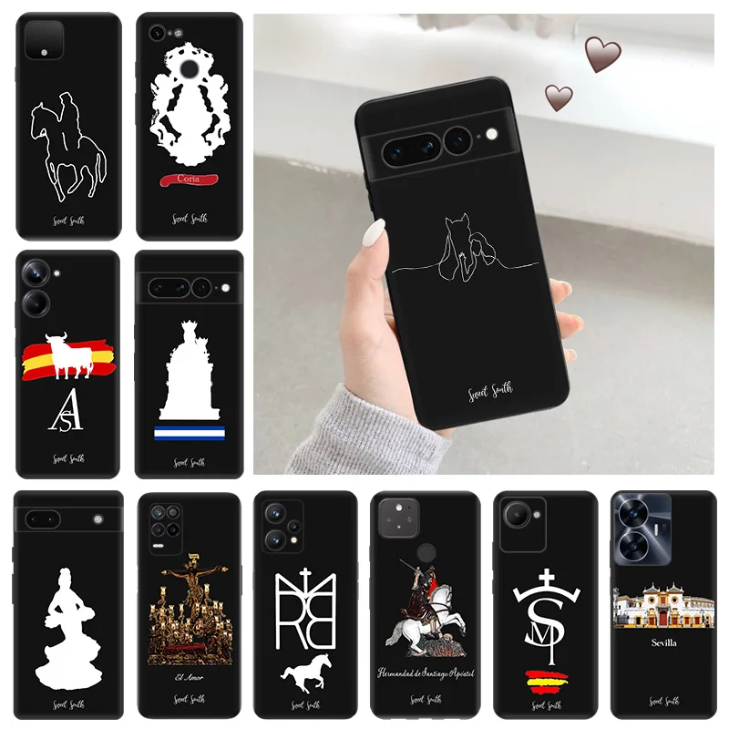 Horse Knight Cow Letters Line Art Silicone Phone Case Cover for Pixel 7 6 5 4 A 3 Moto Edge40 G52 G72 G53 G73 G200 G Stylus One