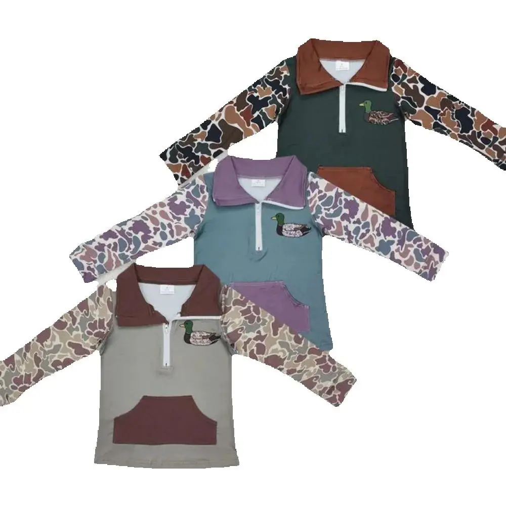 

Baby kids clothing Sibling summer boys Sibling Brother Baby Boys Camo Zip Duck Hunting Pullovers Tops