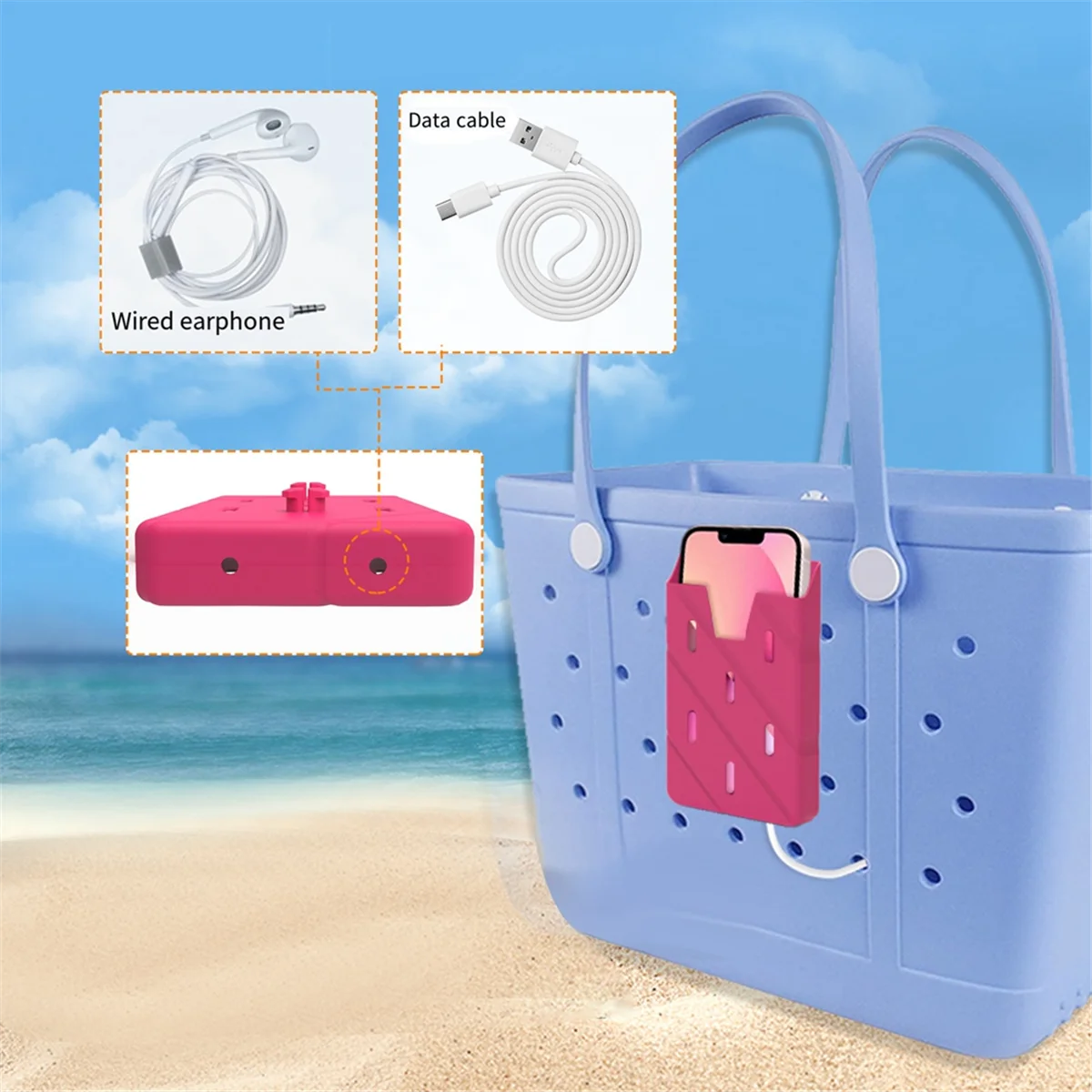 

AC22 Силиконовый держатель для телефона для сумок Bogg Мягкий силиконовый чехол-вставка Держатель для мобильного телефона Сумка для хранения телефона Красный