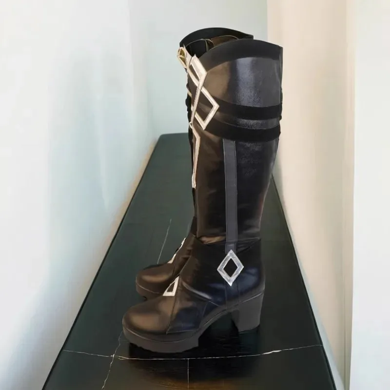 CyGame Genshin Impact the Eleven Fatui Harbingers The Captain Il Capitano Обувь Сапоги для косплея на заказ Хэллоуин Карнавал Пар