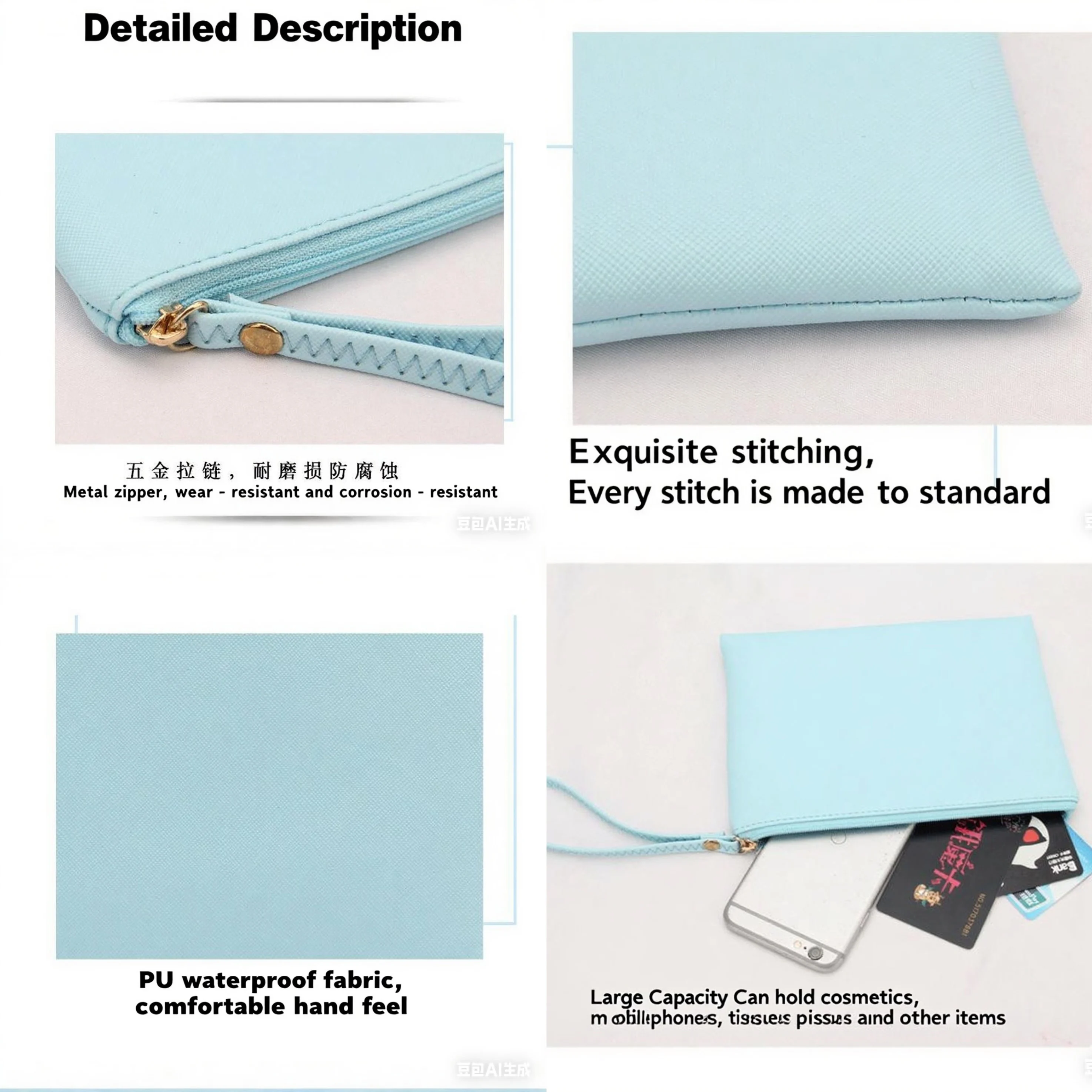 Aesthetic Floral Books Lover Bookish Gifts PU Leather Travel Cosmetic Bag Portable Women Makeup Waterproof Toiletry Storage Bag