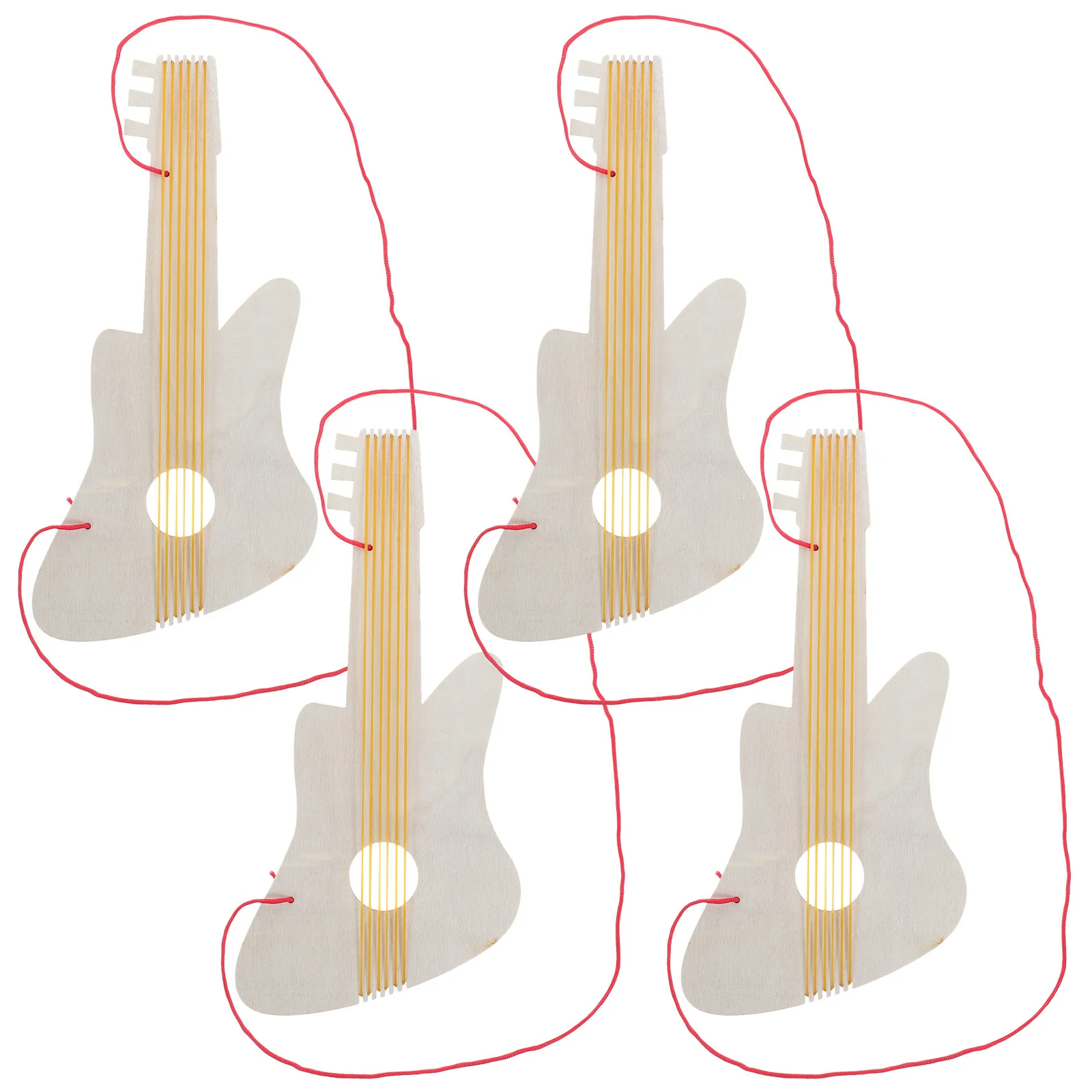 

4Sets DIY Blank Wooden Guitar Kindergarten Kit Unfinished Wood Guitar for Kids Painting Craft Crafting Music Instrument