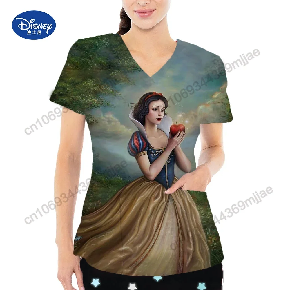 

Pocket T-shirts for Women Cartoon V-neck Summer Short Sleeves 2023 Women's Tops