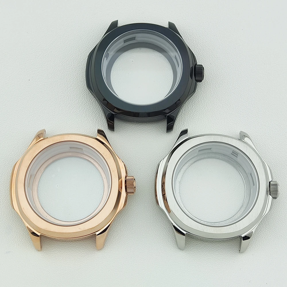 43 مللي متر ساعة حافظة nh35 حافظة الفولاذ المقاوم للصدأ الياقوت ساعة زجاجية اكسسوارات لحركة NH35 NH36 صالح 31.5 مللي متر الطلب