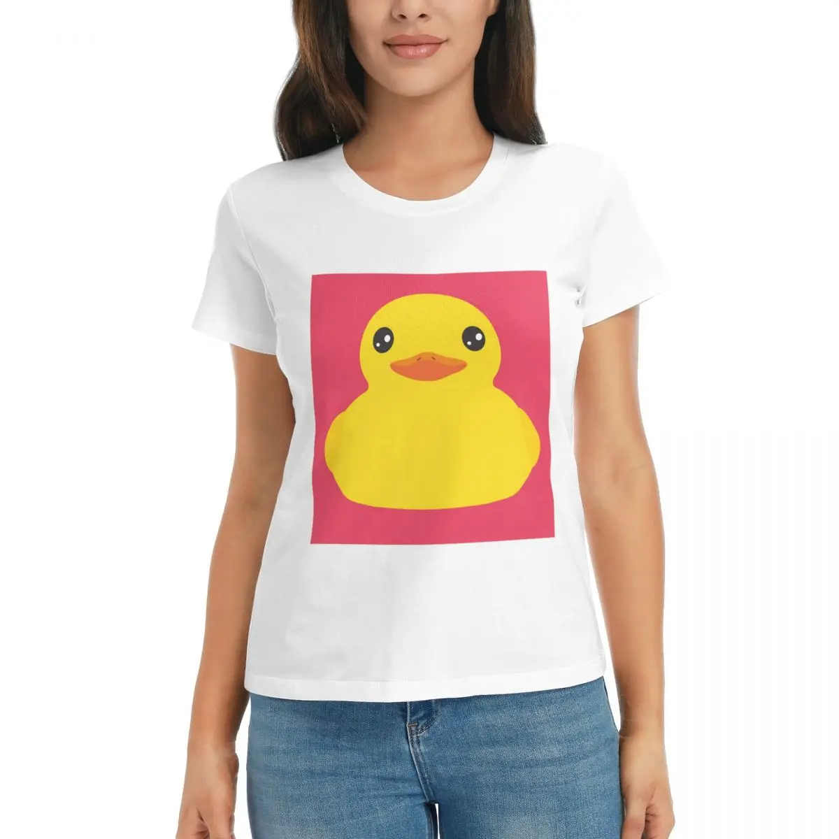 

Женская футболка, желтая классическая резиновая утка, летние футболки с короткими рукавами, хлопковые футболки с круглым вырезом, одежда, топы, уличная одежда