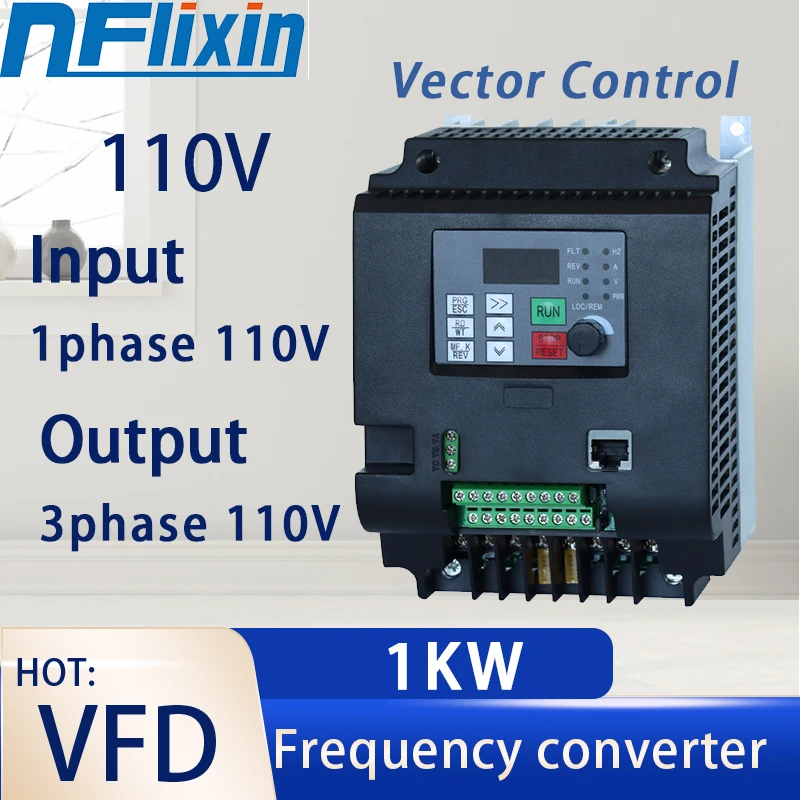 New Economical Mini VFD 1kw Variable Frequency Drive Converter Single Phase 110v for Motor Speed Control Inverter