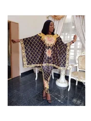 2 Piece Set Africa Clothes African Dashiki New Dashiki Fashion Suit (Top And Trousers) Super Elastic Party Plus Size For Lady