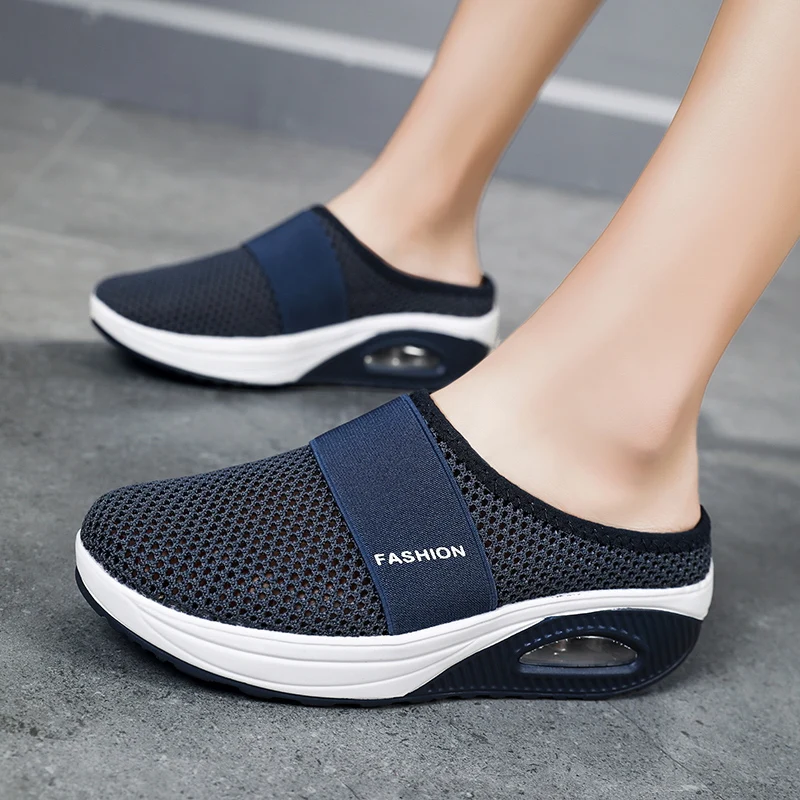 Women's Mesh Thick Soled Shoes Platform Sandals Fashionable Anti Slip Outdoor Beach Slippers Shoes Home Outdoor Women's Shoes