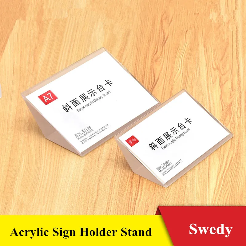 100x70mm Table Top Acrylic Sign Holder Stand Slant Back Price Label Card Holder Poster Ad Frame Table Menu Flyer Display Stand