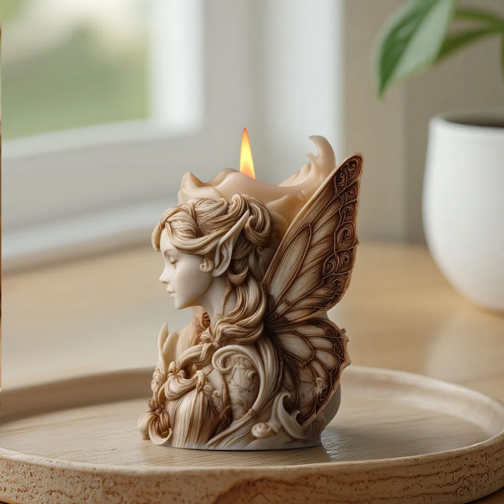 Winged Angel Soywax Candle Silicone Mold 3D Flower Fairy Painting Gypsum Resin Mold DIY Beauty Sculpture Aromatherapy Home Decor - view 4