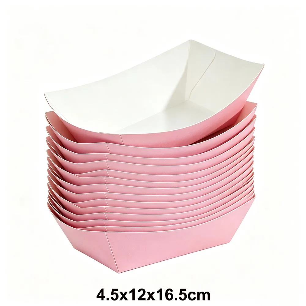 Einweg-Tischgeschirr Einfarbige Papier-Lebensmittelschale Snack-Box in Bootsform für Geburtstagsfeiern Babypartys Hochzeitsdekoration – Detail 4