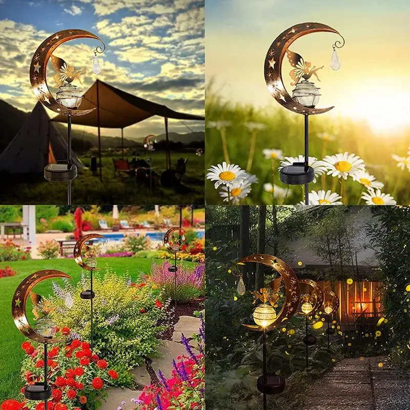 Decorative Garden Stakes Waterproof Crackle Glass Globe With Metal Angle Stake Light Funny Pathway Lighting Adorable Patio Lawn