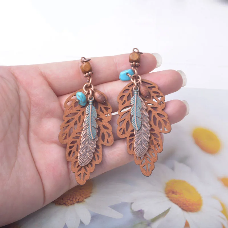 4 Stück/Set Bohemian-Stil Brauner Quastenanhänger DIY Damen-Ohrring – Detail 7