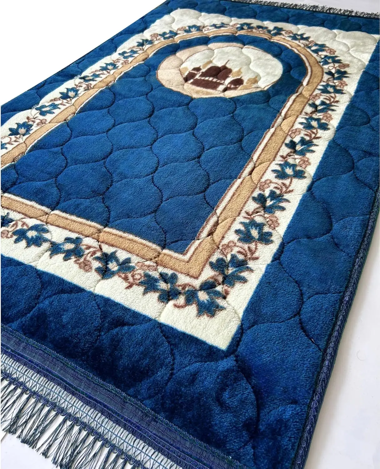 Premium Thick Prayer Mat with Islamic Beads for Men and Women, Soft Luxury Design Ideal for Ramadan and Travel