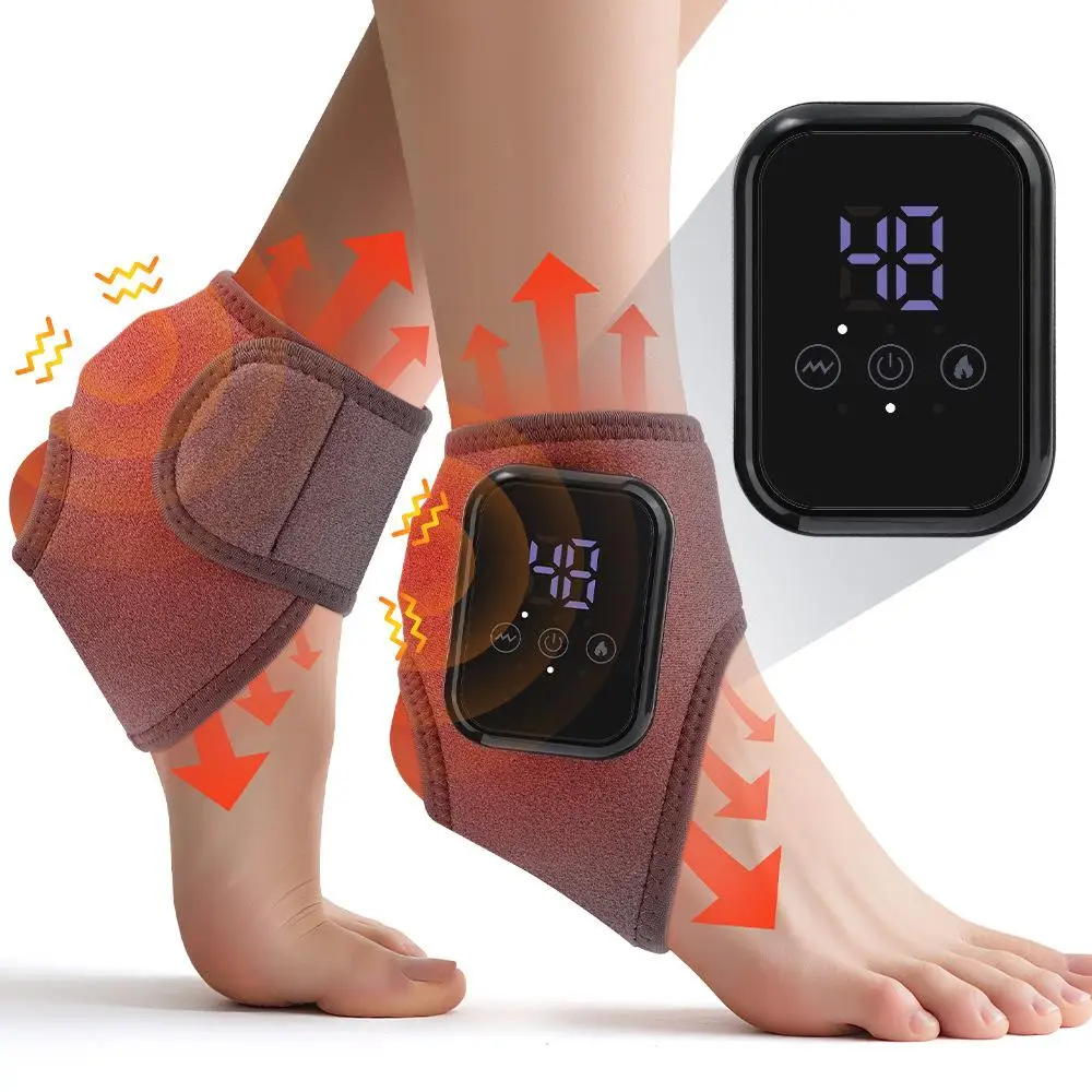 

Cordless Ankle Foot Heat Massager USB Rechargeable Vibration Hot Compress Joint Pain Relief Wrap