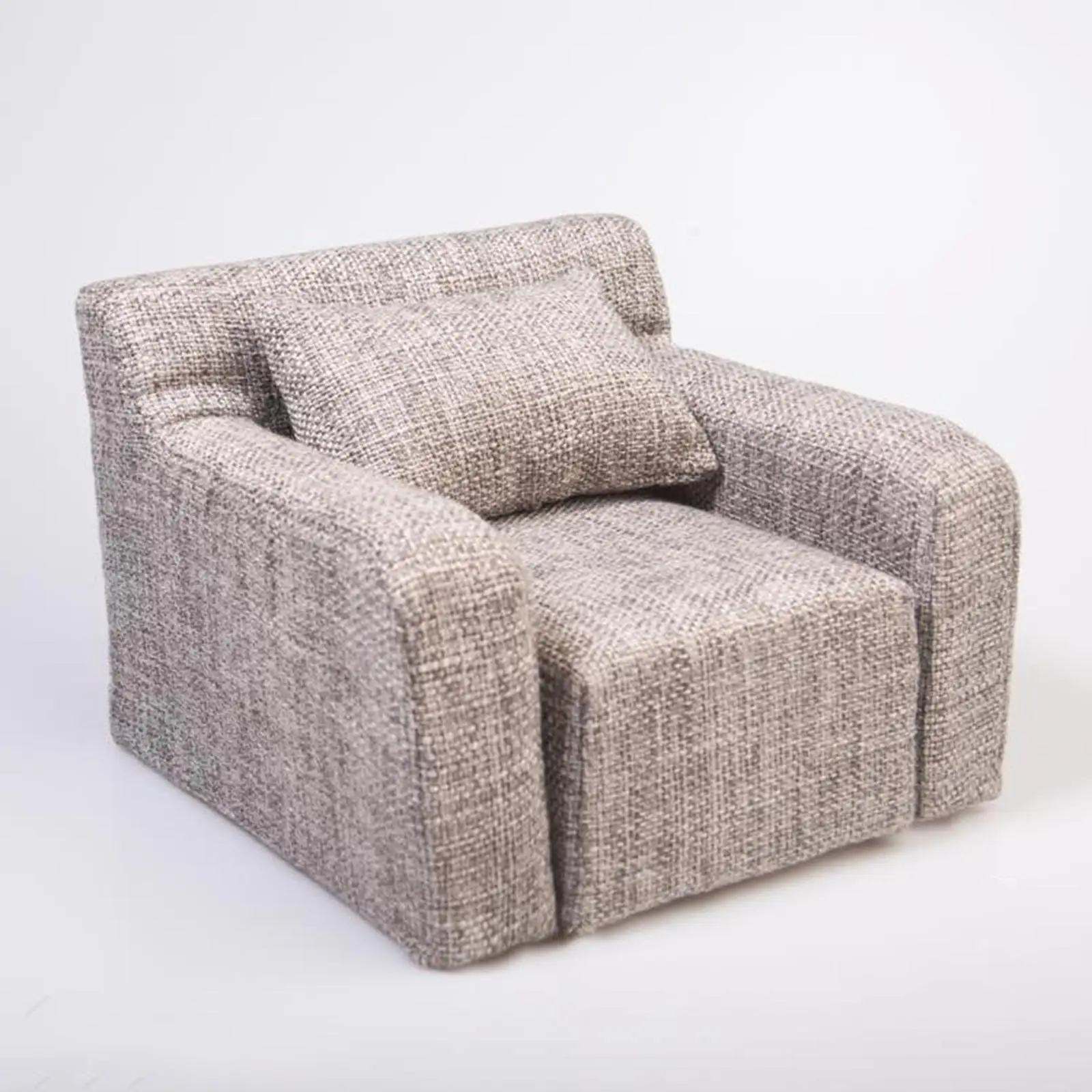 Retro Gray Miniature Dollhouse Sofa Couch 1/6 Scale Loveseat Cloth Sponge Furniture for 12 Inch Action Figure Doll Decor