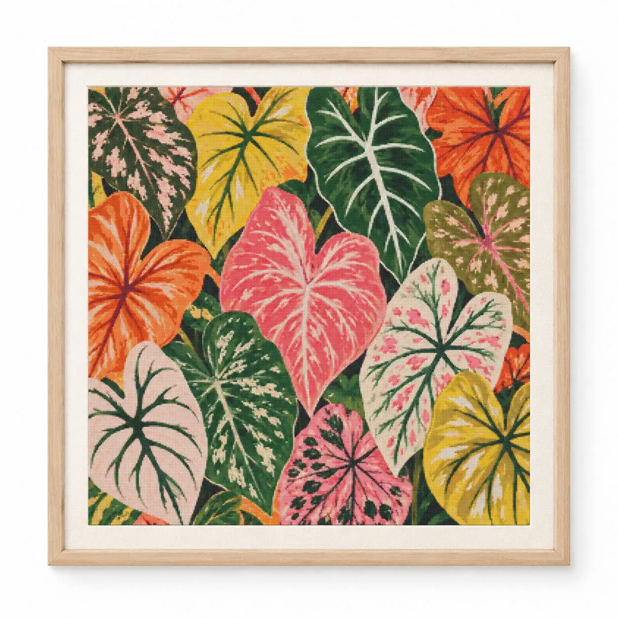 [ZZ9375-Colorful Leaves]14CT 11CT 16CT Stamped Cross Stitch Kit DIY Embroidery Needlework Set with Printed Canvas Cotton Threads