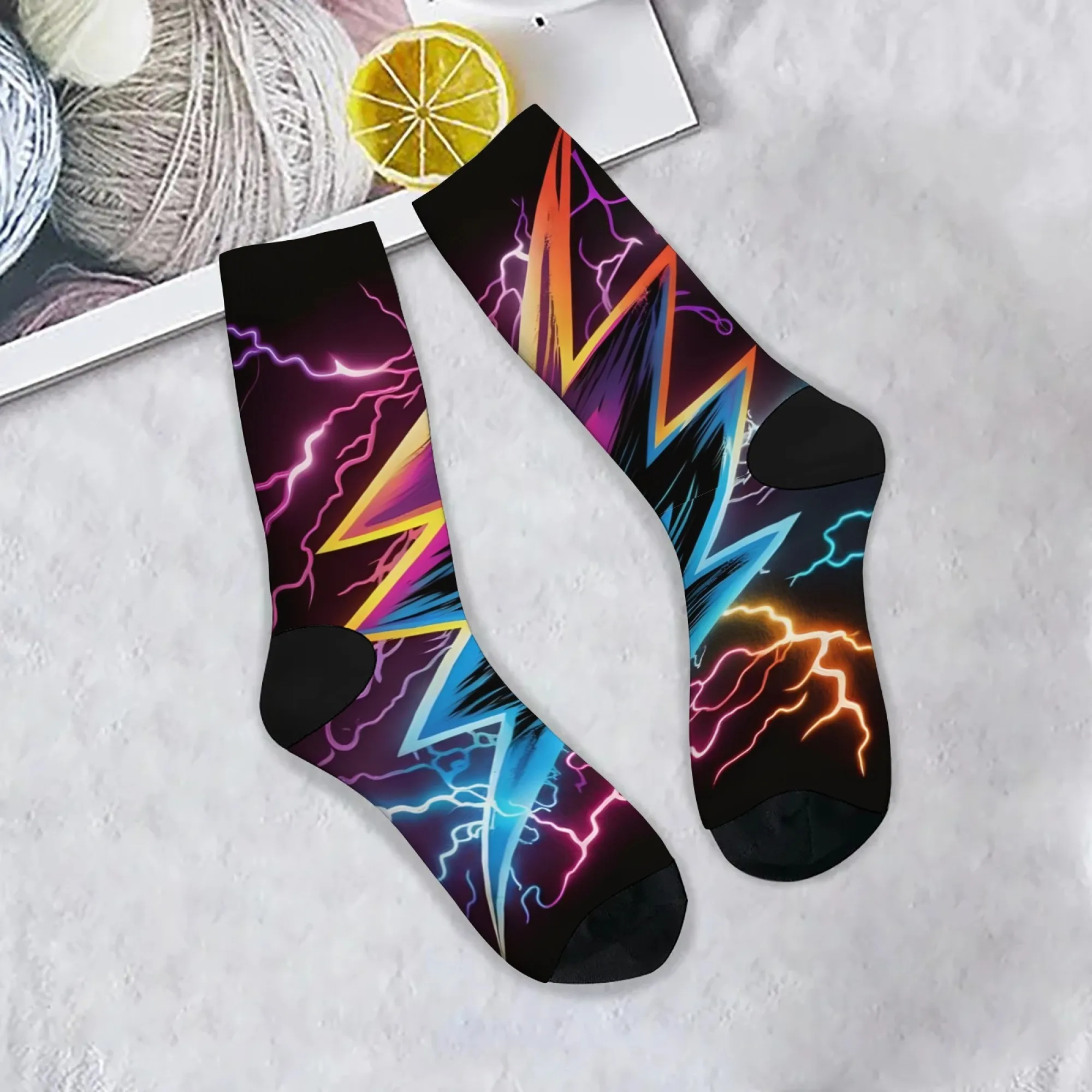 Harajuku Retro Neon Punk Blitz Druck männer Socken Atmungsaktivem Nicht-slip Casual Socken Straße Hip Hop Crew Socken geschenk