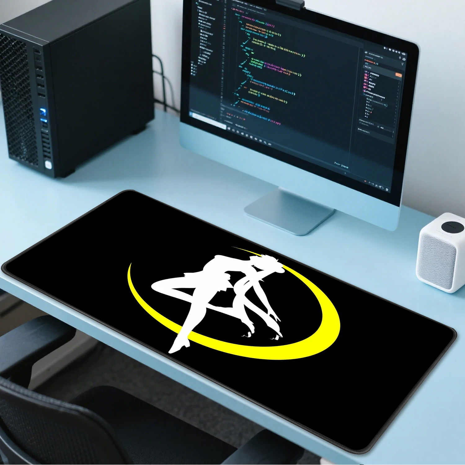 

Anime Girl Mouse Pad Black Large Gaming Desk Mat Non-Slip Ruubber Base Big Office Computer Mat Game Keyboard Pad Mousepad