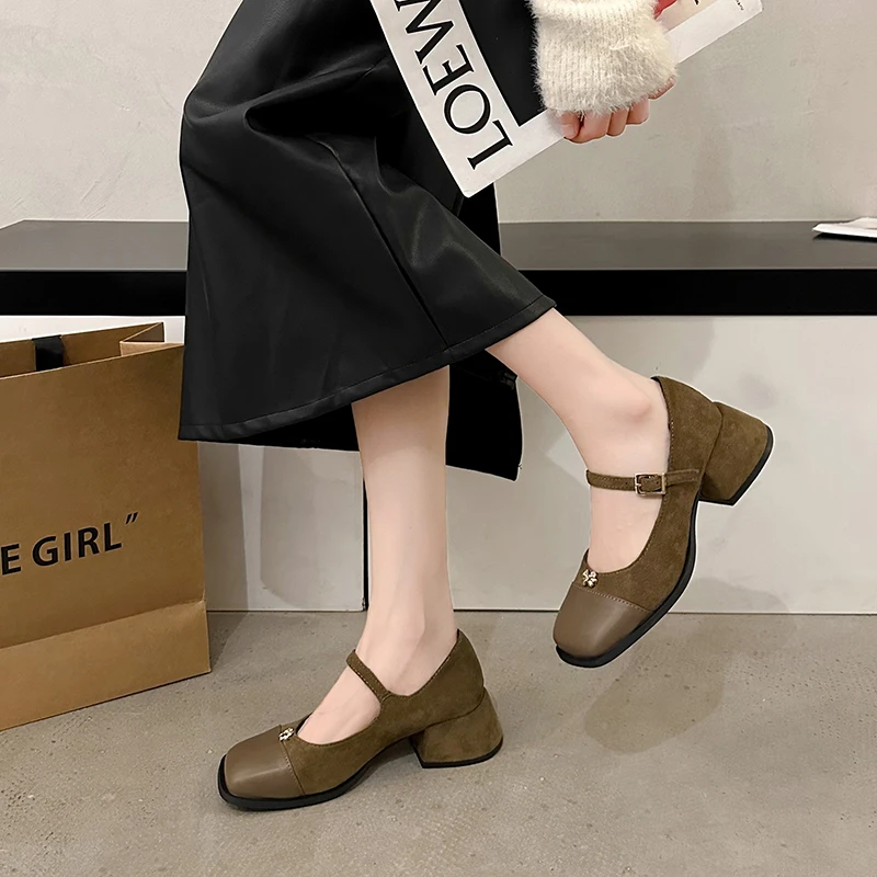 2024 New Spring Elegant Fairy Style Letter Pattern Designer Women Shoes Fashion Dress Party Thick Bottom Slope Ladies High Heels image 4