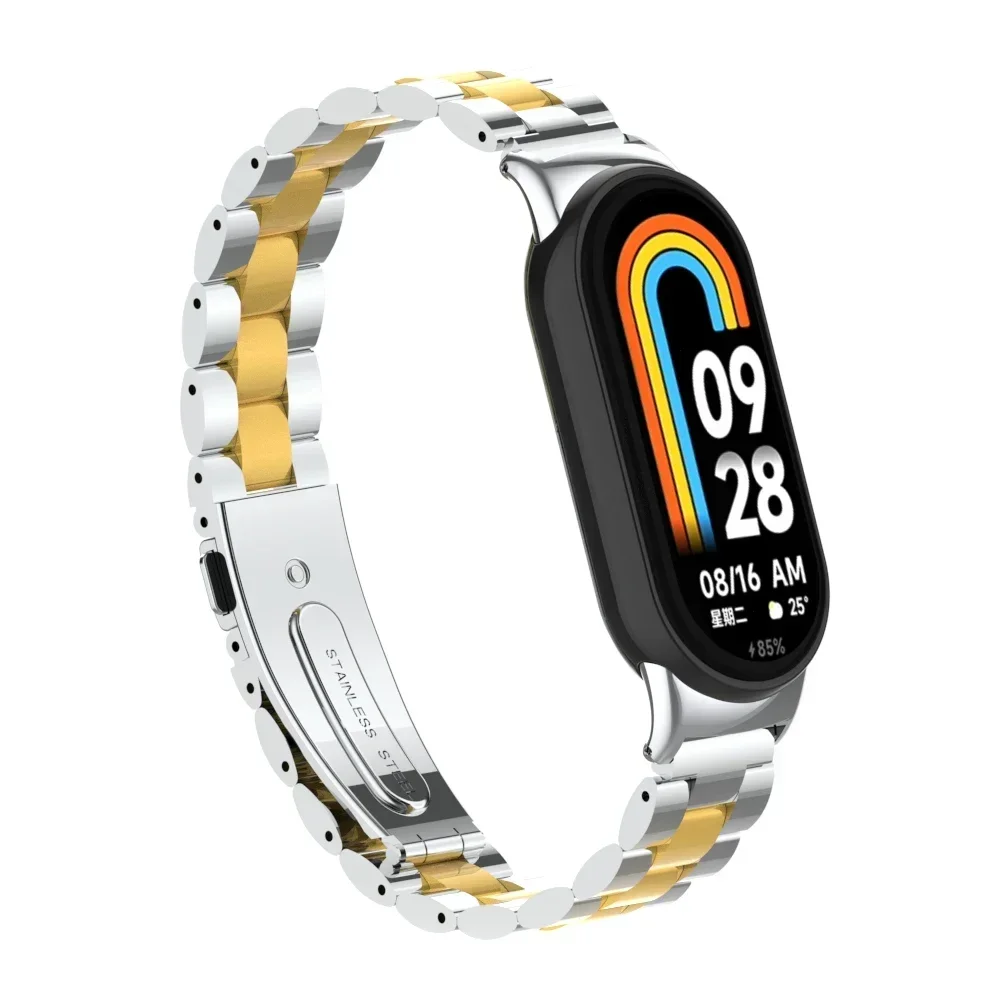 Correa de acero inoxidable para Xiaomi Mi Band 8, pulsera de Metal, NFC, accesorios de repuesto