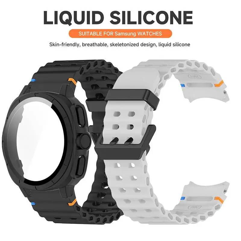 2-in-1 Case+Strap for Samsung Galaxy Watch 7 40mm 44mm Appearance Upgrade Ultra 47mm for Galaxy 7 Sports Silicone Bracelet image 2