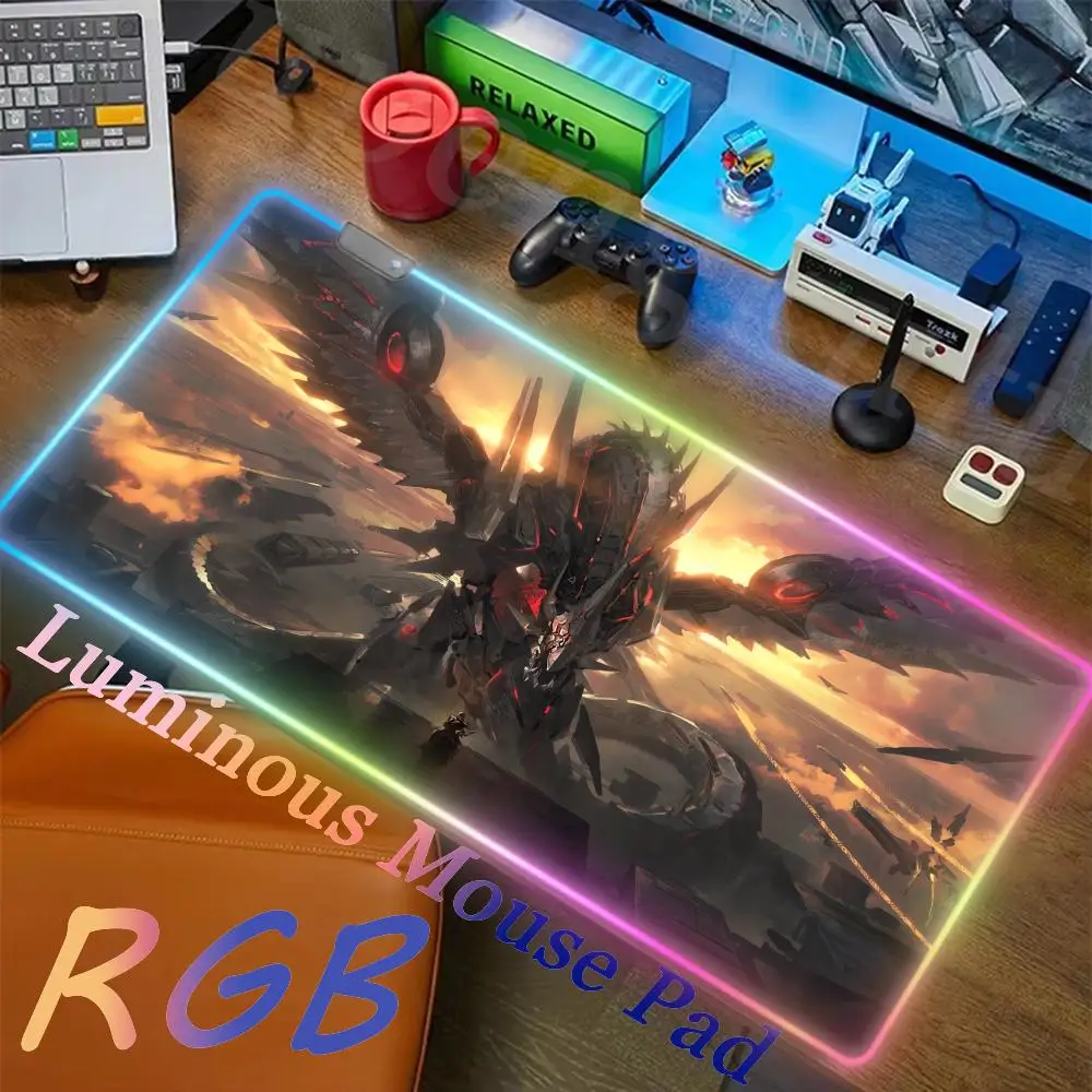 

Holiday gifts Mouse Pad RGB Laptop Gamer AnimeYu_Gi_OhS Non-Slip keyboard Accessories Rubber Edge locking Luminescence