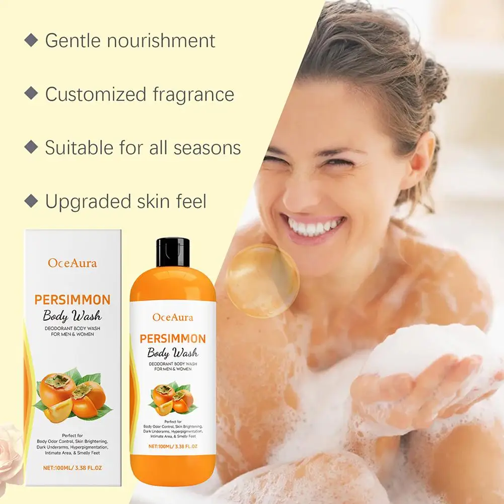 ترطيب الجسم غسل مهدئا جفاف التطهير التقشير منعش تنعيم مزيل الرائحة البرسيمون جل الاستحمام