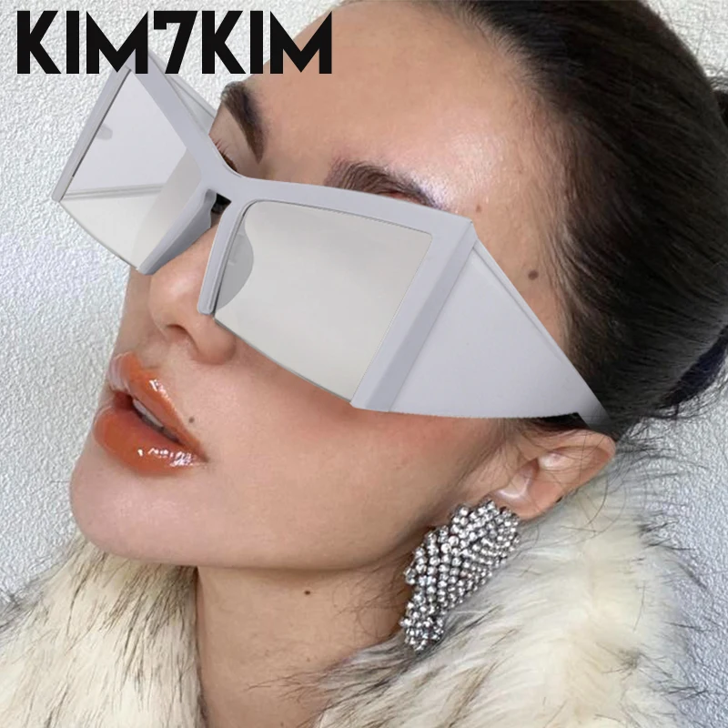 Oversized Cat Eye Sunglasses Women 2024 Trends Luxury Brand Designer Ciberpunk Semi Rimless Sun Glasses Men Y2k Shades Eyewear