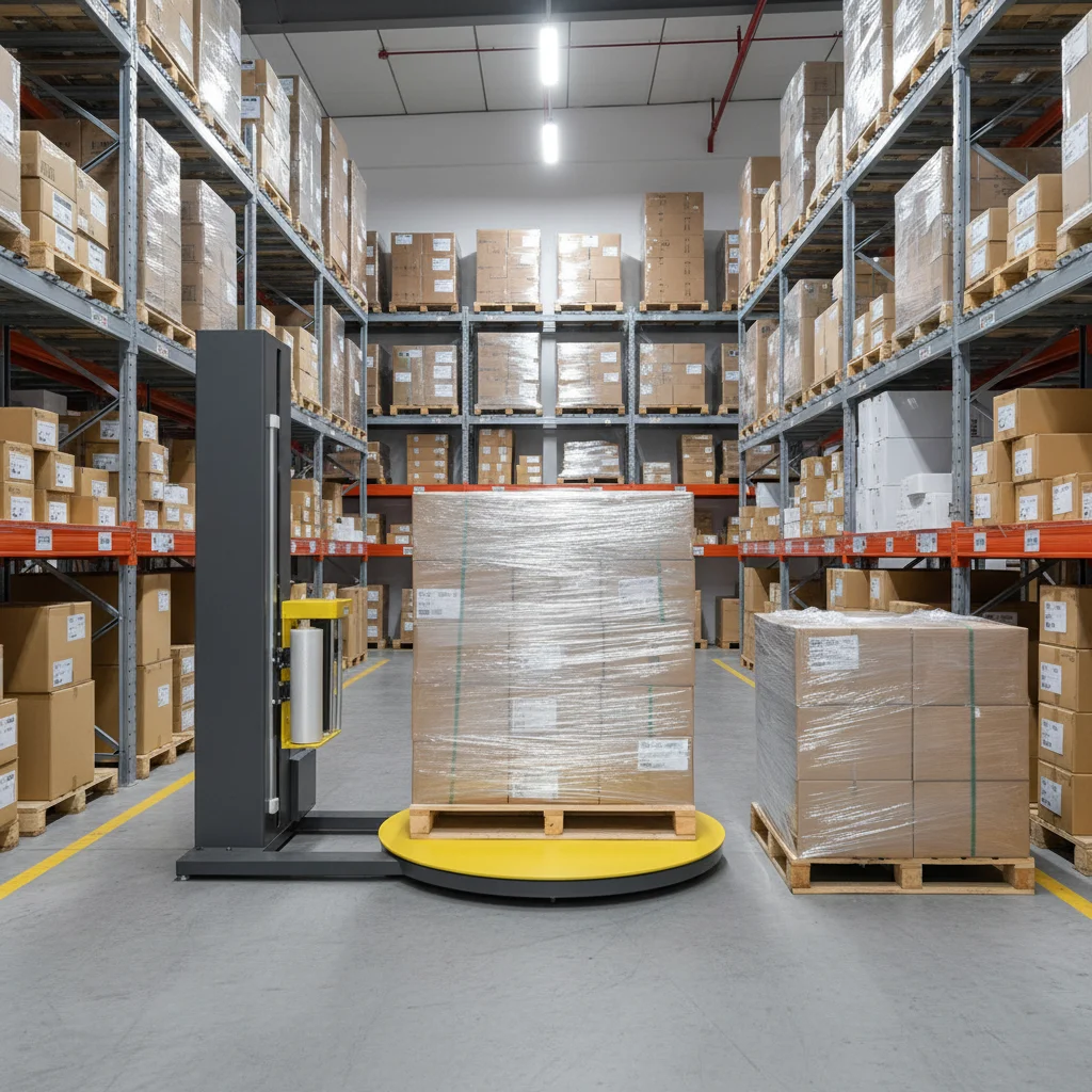 

Автоматическая система для обмотки паллет стретч-пленкой: высокоскоростная промышленная машина с предварительной растяжкой пленки для пищевой промышленности и производства напитков