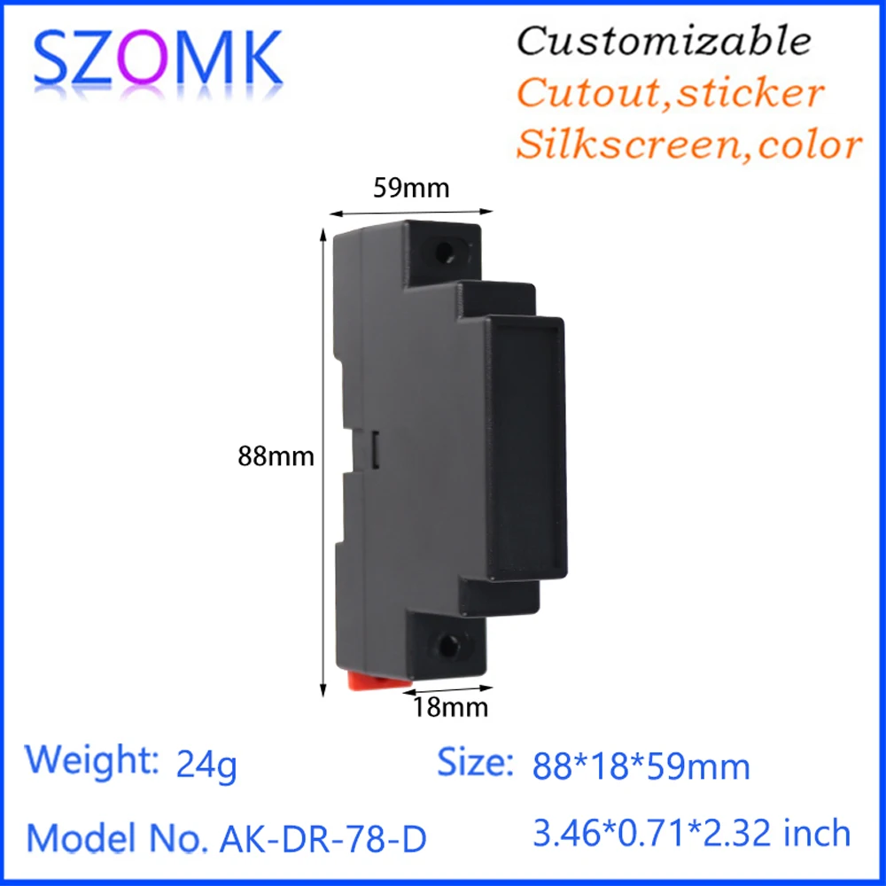 China SZOMK 88*18*59mm Plastic Din Rail Mount Pcb Enclosure