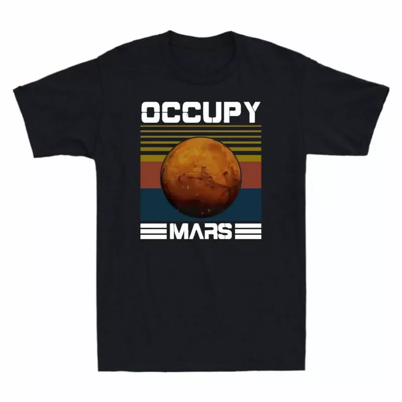 Occupy Mars Vintage Men's T-Shirt Funny Short Sleeve Tee S-5XL